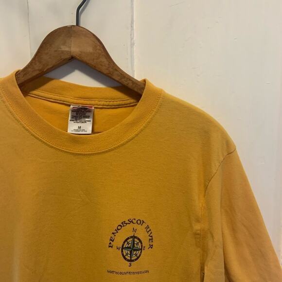 Maine whitewater rafting river sports yellow souvenir tee shirt in Sz M softee - Picture 4 of 8